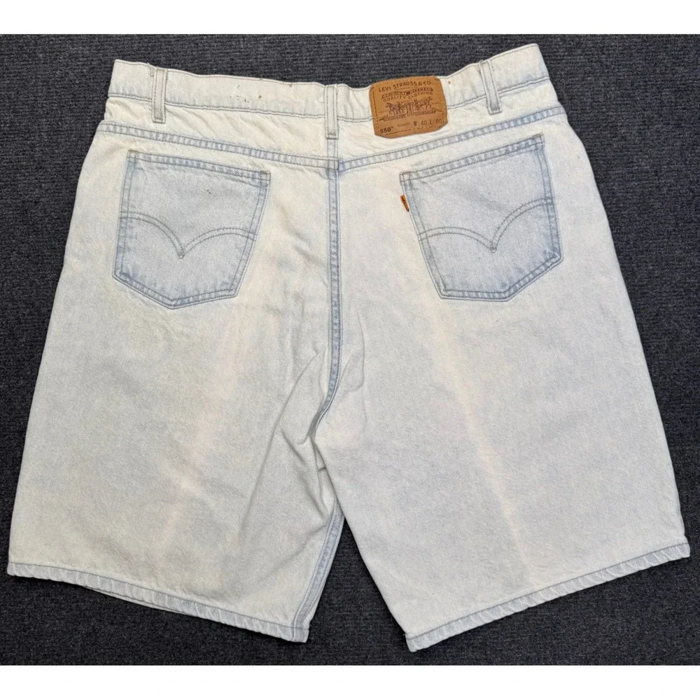 Vintage Levis 550 Orange Tab Relaxed Fit Denim Shorts Light Wash Mens 40 90s